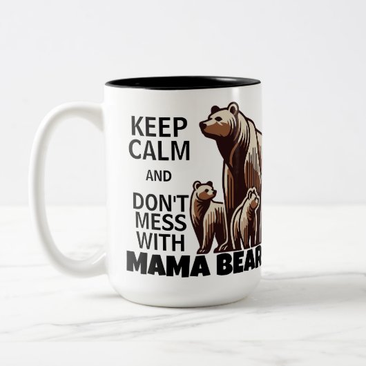 Zwart niet knoeien met Mama Beer Baby Beer Tweekleurige Koffiemok (Links)