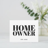 Zwart nieuw onroerend goed voor thuiseigenaar briefkaart (Staand voorkant)