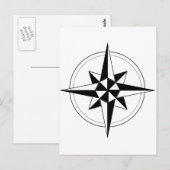 Zwart nitisch kompas briefkaart (Voorkant / Achterkant)