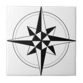 Zwart nitisch kompas tegeltje (Voorkant)