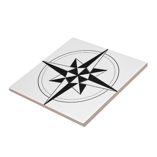 Zwart nitisch kompas tegeltje (Zijkant)