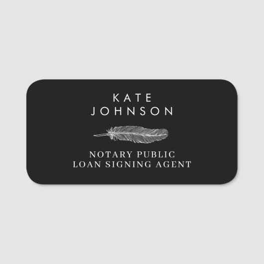 Zwart Notaris Signing Agent Feather Quill Logo Naamplaatje (Voorkant)