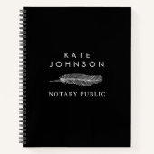 Zwart Notaris Signing Agent Feather Quill Logo Notitieboek (Voorkant)
