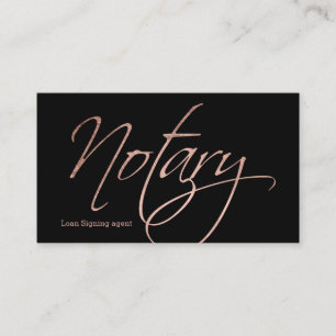 Zwart notariscript faux roos gold typografie visitekaartje