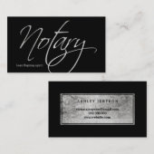 Zwart notarisscript voor zilvertypografie visitekaartje (Voorkant / Achterkant)