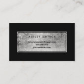 Zwart notarisscript voor zilvertypografie visitekaartje (Achterkant)