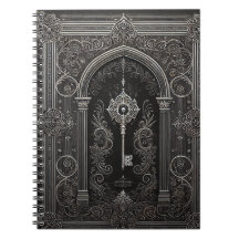Zwart notitieboek in gotische stijl
