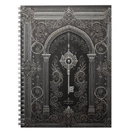 Zwart notitieboek in gotische stijl