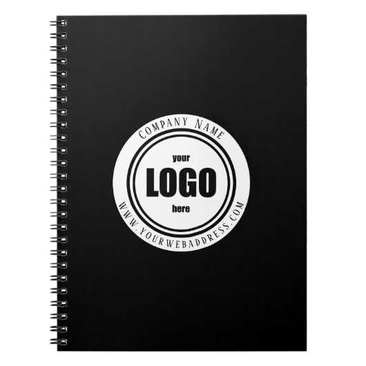 Zwart notitieboek met eigen logo (Voorkant)