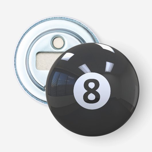 Zwart Nr. 8 Biljart Pool Ball Button Flesopener (Voorkant)