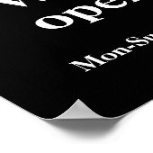 Zwart nu open Poster | Aangepaste bedrijfsopening (Hoek)