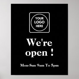 Zwart nu open Poster | Aangepaste bedrijfsopening