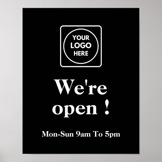 Zwart nu open Poster | Aangepaste bedrijfsopening (Voorkant)