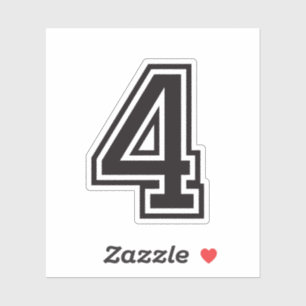 Zwart nummer 4 sportacademielettertype sticker