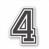 Zwart nummer 4 sportief collegelettertype sticker (Voorkant)