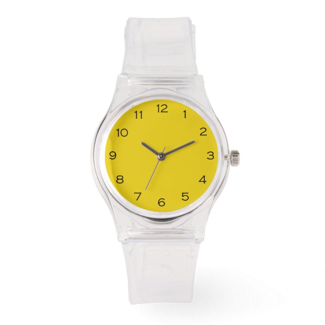 Zwart Nummers op Geel Wacant Horloge (Voorkant)