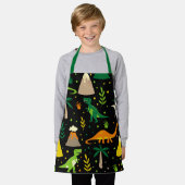 Zwart Oerwoud Dinosaurus Dino Volcano Schort (Gedragen)