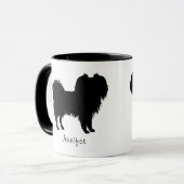 Zwart (of andere kleur) Phalène Dog Silhouette Mok (Voorkant links)