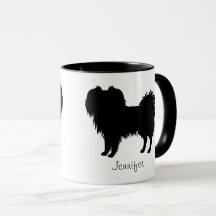Zwart (of andere kleur) Phalène Dog Silhouette