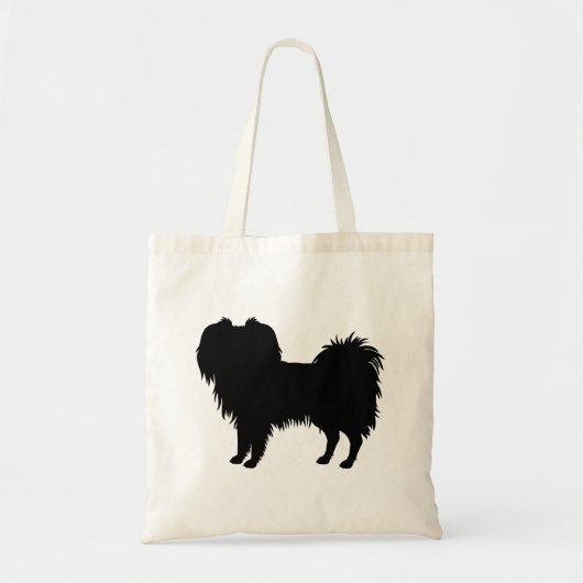 Zwart (of andere kleur) Phalène Dog Silhouette Tote Bag (Voorkant)