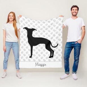 Zwart (Of Elke Andere Kleur) Iggy Silhouet & Naam Fleece Deken