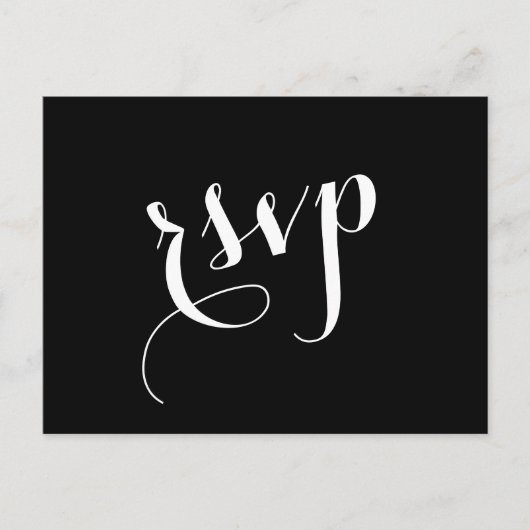 Zwart of ELKE KLEUR Cursieve RSVP Wedding Response Uitnodiging Briefkaart (Voorkant)