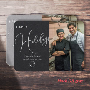 Zwart of Grijs. Bedrijf logo, foto & groet Visitekaartje