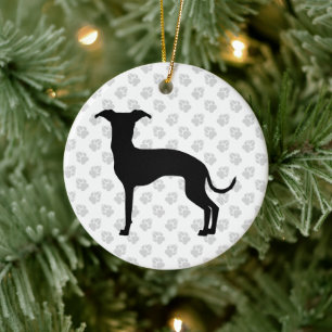 Zwart (of jouw kleur) Italiaanse Windhond Silhouet Keramisch Ornament