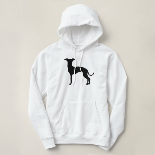 Zwart (of uw kleur) Italiaans Greyhound Silhouette Hoodie (Design voorkant)