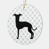 Zwart (of uw kleur) Italiaans Greyhound Silhouette Keramisch Ornament (Links)