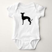 Zwart (of uw kleur) Italiaans Greyhound Silhouette Romper (Voorkant)