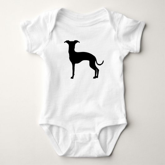 Zwart (of uw kleur) Italiaans Greyhound Silhouette Romper (Voorkant)
