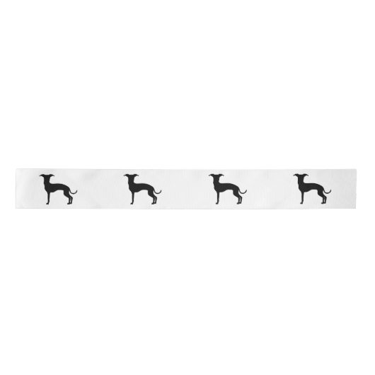 Zwart (of uw kleur) Italiaans Greyhound Silhouette Satijnen Lint (Voorkant)