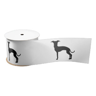 Zwart (of uw kleur) Italiaans Greyhound Silhouette Satijnen Lint
