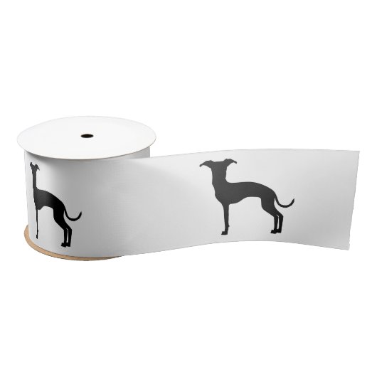 Zwart (of uw kleur) Italiaans Greyhound Silhouette Satijnen Lint (Spoel)