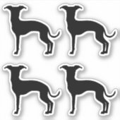 Zwart (of uw kleur) Italiaans Greyhound Silhouette Sticker (Voorkant)