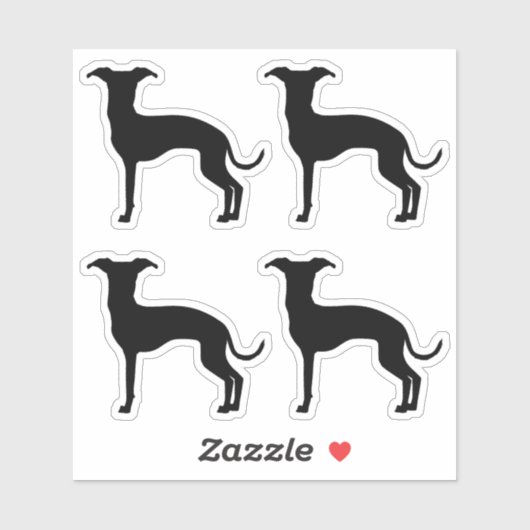 Zwart (of uw kleur) Italiaans Greyhound Silhouette Sticker (Vel)