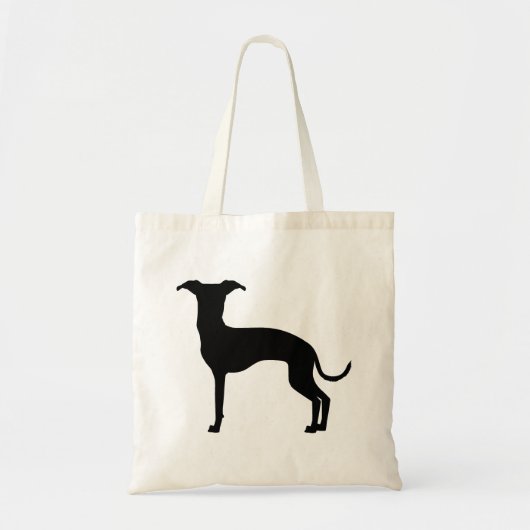 Zwart (of uw kleur) Italiaans Greyhound Silhouette Tote Bag (Voorkant)
