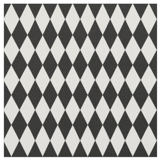 Zwart & Off-White Harlequin Diamonds Stof (Close Up)
