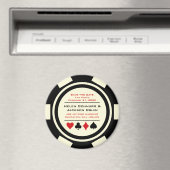 Zwart Off White Poker Chip Casino De datum opslaan Magneet (Insitu (Vaatwasser))