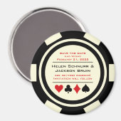 Zwart Off White Poker Chip Casino De datum opslaan Magneet (Voorkant / Achterkant)