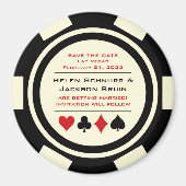 Zwart Off White Poker Chip Casino De datum opslaan Magneet (Voorkant)
