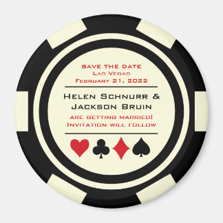 Zwart Off White Poker Chip Casino De datum opslaan Magneet