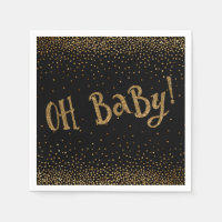 Zwart "Oh Baby!" Gold Glitter Confetti Baby shower