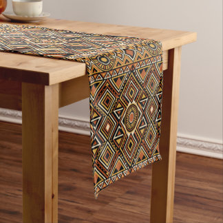 Zwart Oker Boho Abstract Oppervlaktestructuur Korte Tafelloper