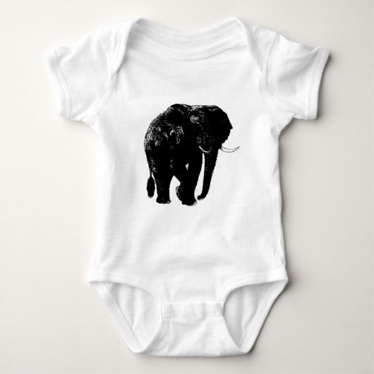 Zwart Olifant Silhouet Romper (Voorkant)