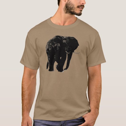 Zwart Olifant Silhouet T-shirt (Voorkant)