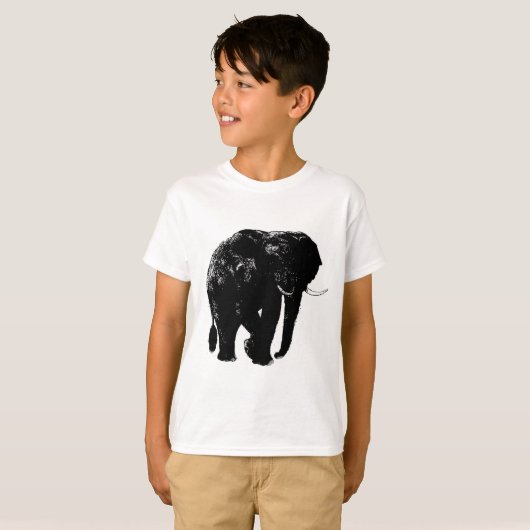 Zwart Olifant Silhouet T-shirt (Voorkant volledig)