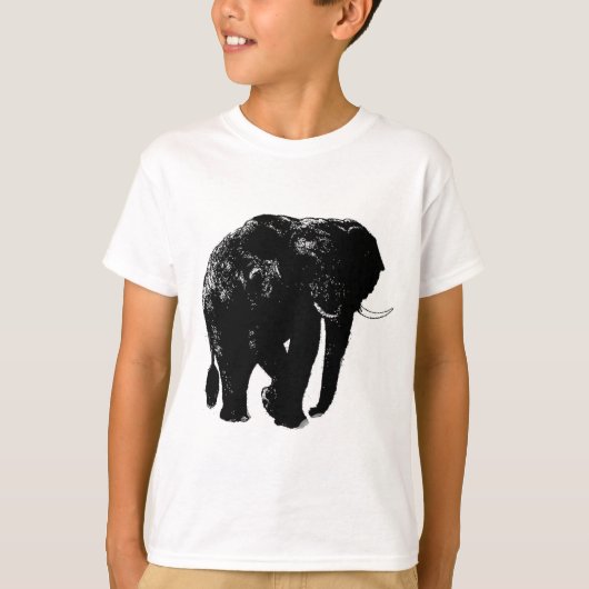 Zwart Olifant Silhouet T-shirt (Voorkant)