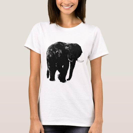 Zwart Olifant Silhouet T-shirt (Voorkant)